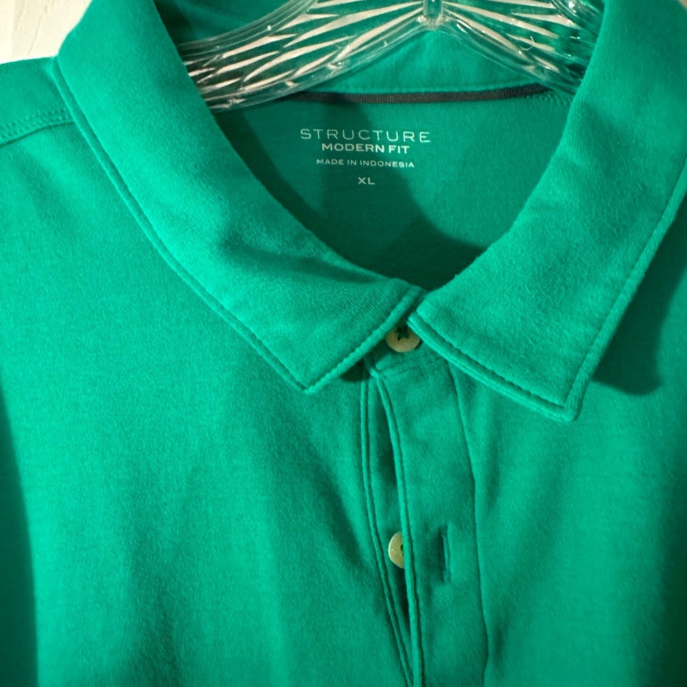 Vintage Structure Men’s Green Polo Short Sleeve Size XL